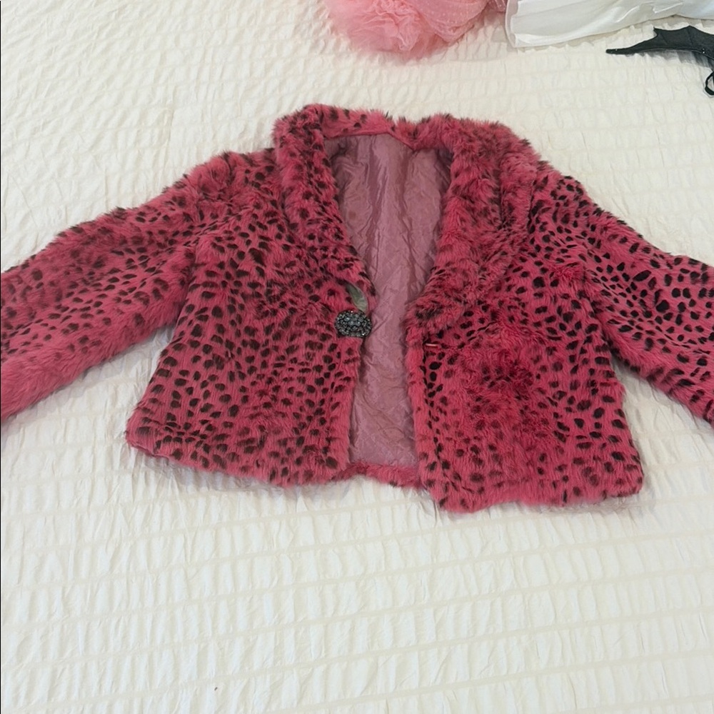 Vintage faux Fur Leopard-Print Jacket